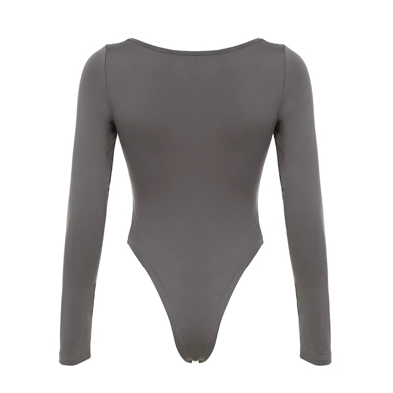 Autumn Hotsweets Slim Long Sleeve Bodysuit Women Simple Lace Trim Square Collar Bow Rompers s Trendy Clothing