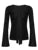 Black Tie V Neck Elegant Split Slim Sexy Blouses Women Flared Long Sleeve Solid Basic Fashion Spring Autumn Shirts