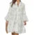 Beach Dress  Women Embroidery Lace Eyelet Hollow Out 3/4 Sleeve Single Breasted Mini Dress y2k Vacation Dresses