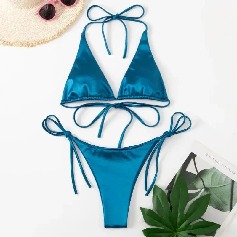 Sexy Micro Bikinis  Women Halter Brazilian Bikini Set Female Swimsuit New Triangle Swimwear Beach Wear Bathing Suit