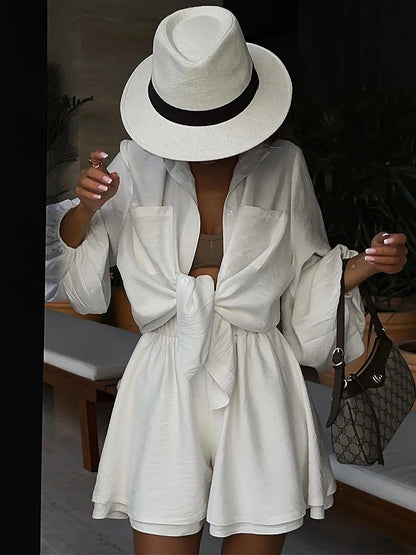 Casual Loose Short Sets For Women 2 Piece Sets Womens Outfits Spa Holiday Baggy Fashion Shorts Suits Woman 2025 Summer