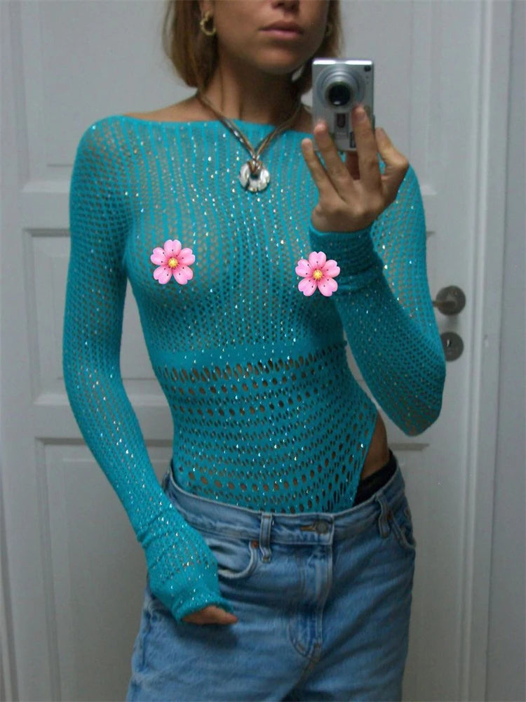 Body sexy de diamantes, lencería transparente con encaje para mujer, mono de una pieza color piel, mono de fiesta, tops 2025