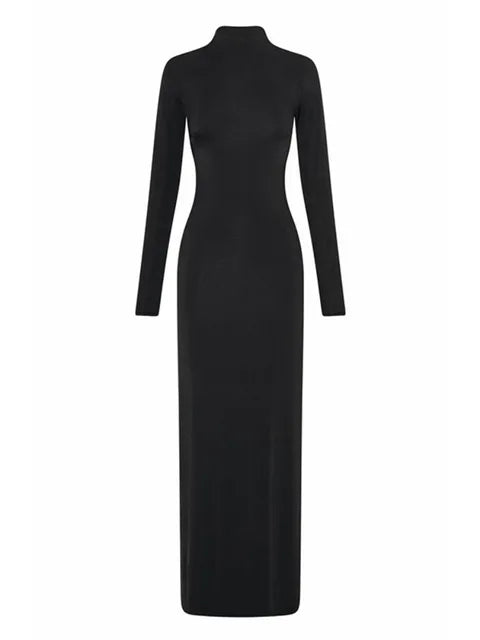 Side Slit Back Dress Women Sexy Backless Temperament Long Sleeve Dresses Lady Party Elegant Bodycon Evening Dress Woman