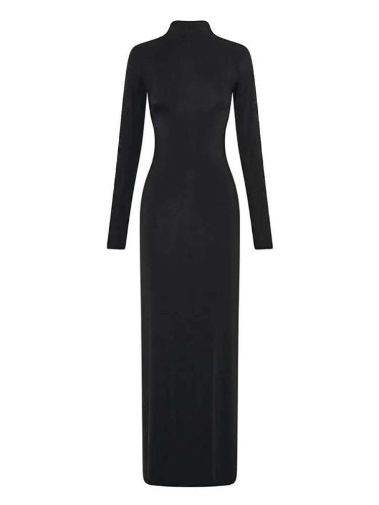 Side Slit Back Dress Women Sexy Backless Temperament Long Sleeve Dresses Lady Party Elegant Bodycon Evening Dress Woman