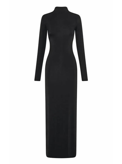 Side Slit Back Dress Women Sexy Backless Temperament Long Sleeve Dresses Lady Party Elegant Bodycon Evening Dress Woman