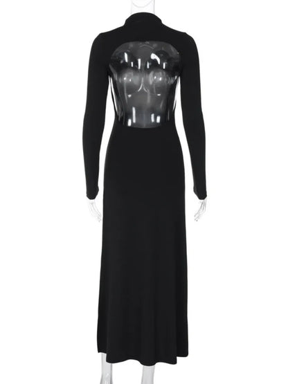 Side Slit Back Dress Women Sexy Backless Temperament Long Sleeve Dresses Lady Party Elegant Bodycon Evening Dress Woman