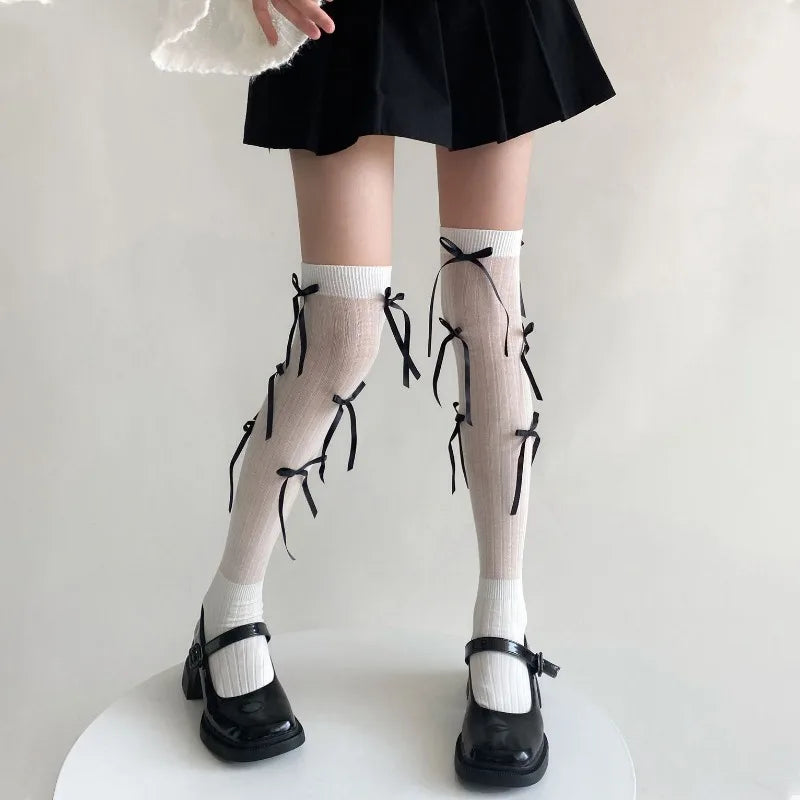 Splice Bow Loose Socks For Women Fashion Thermal Long Sock Knitting Socks Women’s Y2K JK Girl Keep Warm Leg Warmers Ladie