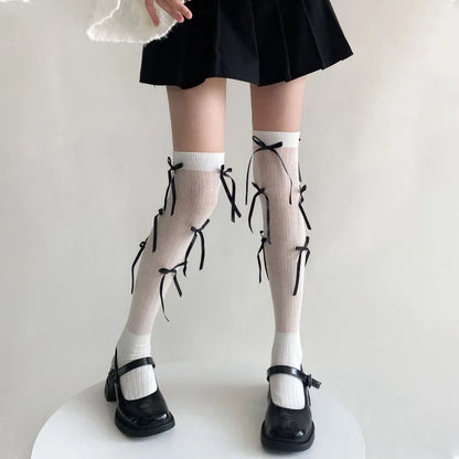 Splice Bow Loose Socks For Women Fashion Thermal Long Sock Knitting Socks Women’s Y2K JK Girl Keep Warm Leg Warmers Ladie