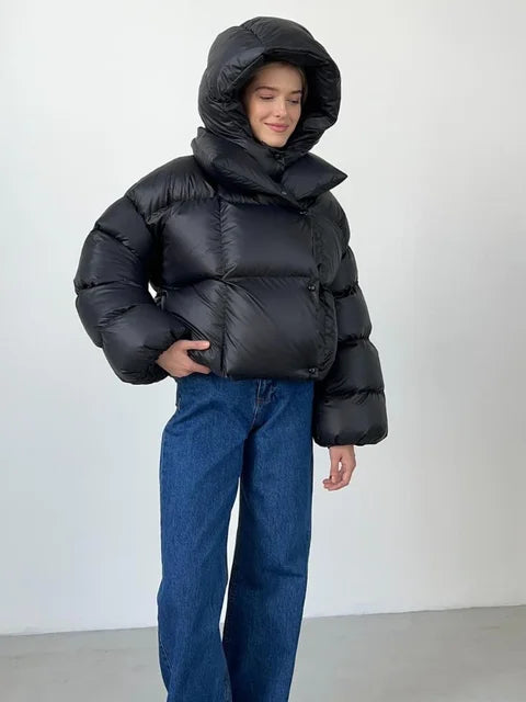 Parkas gruesas de manga larga para mujer, abrigo cálido de otoño e invierno, sudaderas de moda urbana para mujer, chaqueta acolchada de algodón para mujer 2025