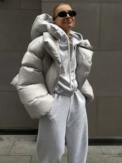 Parkas gruesas de manga larga para mujer, abrigo cálido de otoño e invierno, sudaderas de moda urbana para mujer, chaqueta acolchada de algodón para mujer 2025