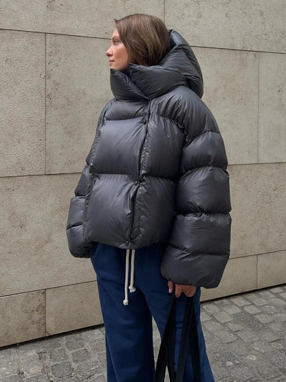 Parkas gruesas de manga larga para mujer, abrigo cálido de otoño e invierno, sudaderas de moda urbana para mujer, chaqueta acolchada de algodón para mujer 2025