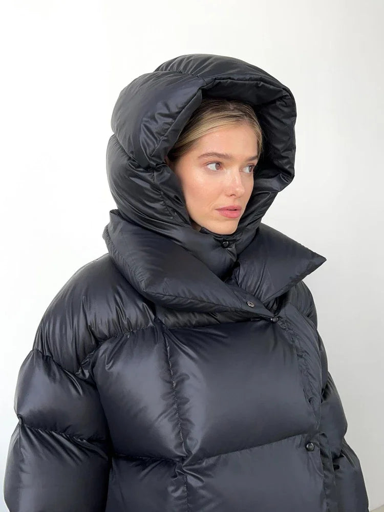 Parkas gruesas de manga larga para mujer, abrigo cálido de otoño e invierno, sudaderas de moda urbana para mujer, chaqueta acolchada de algodón para mujer 2025