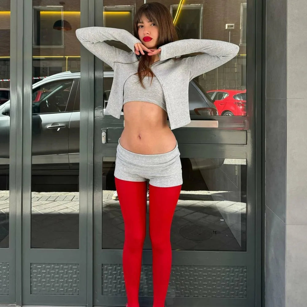 Tights Women Leggings Bodycon Sexy Red See Through Lingerie Femme Pantyhose Summer New Slim Lace Stockings Woman Lingerie