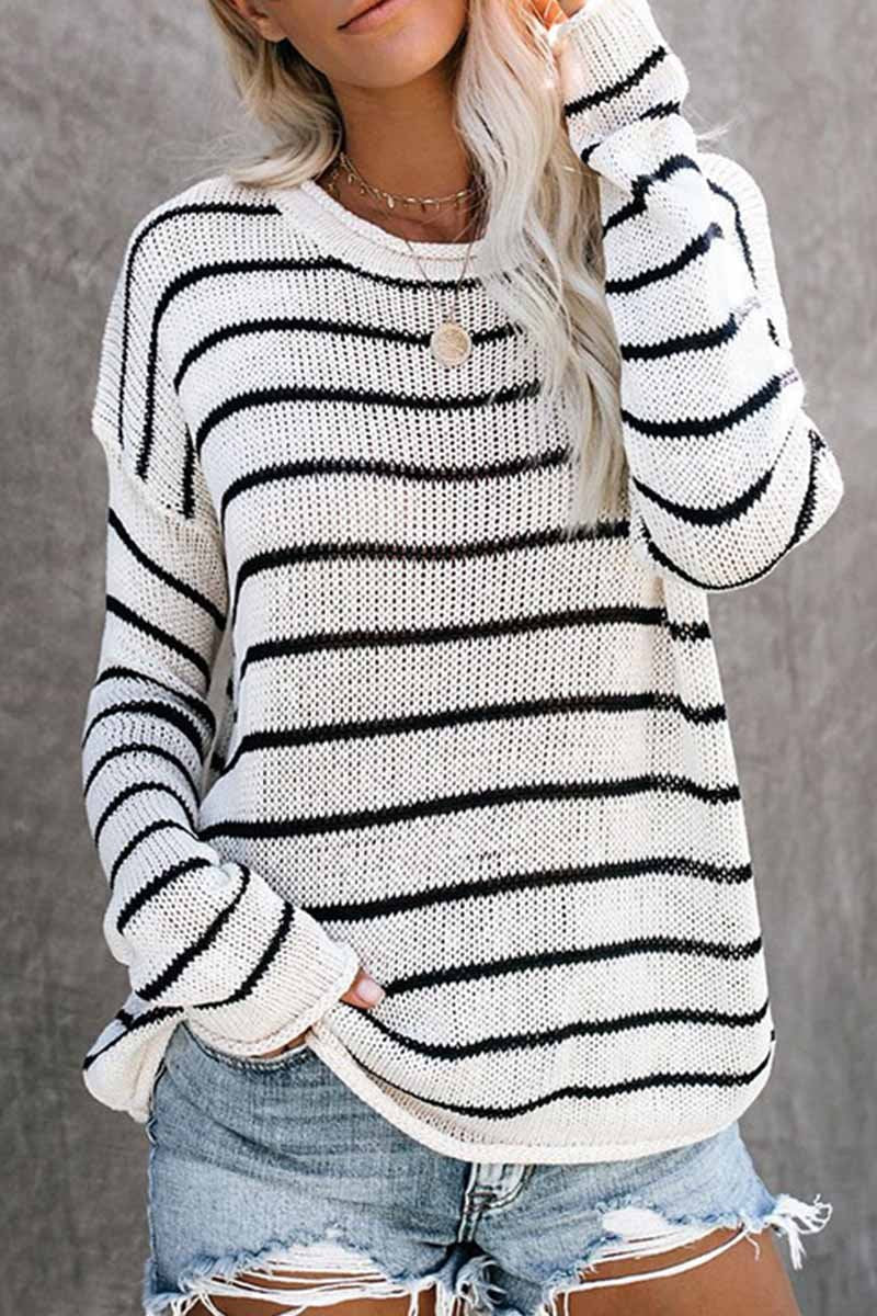 Loose grid Round Neck Sweater