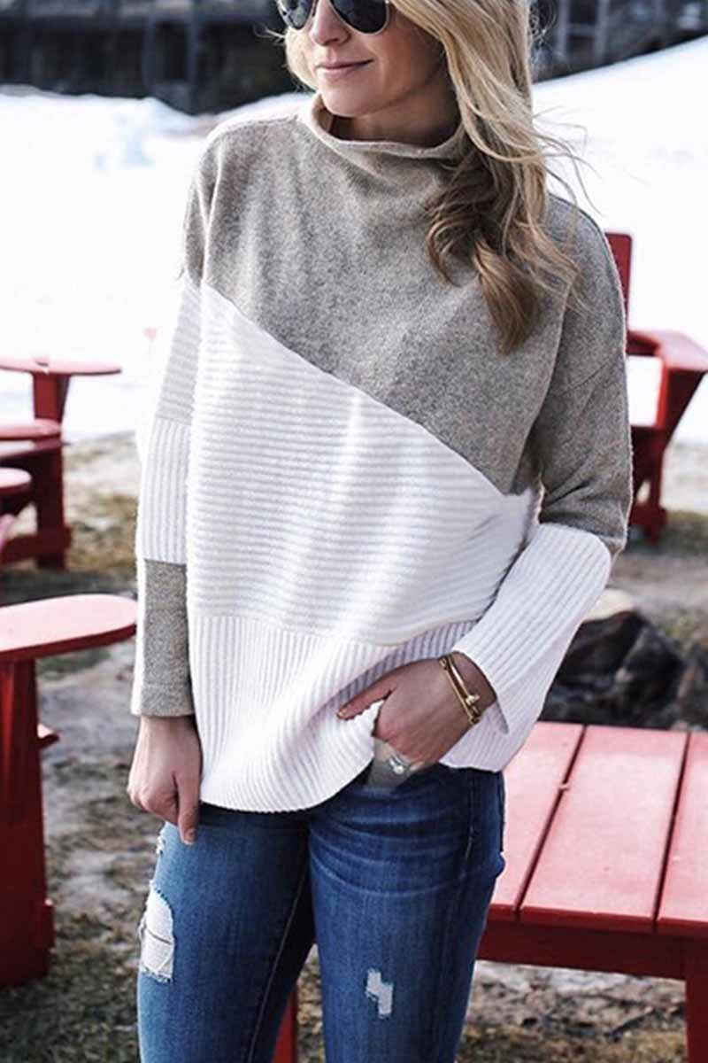 Loose Round Contrast Sweater(3 Colors)