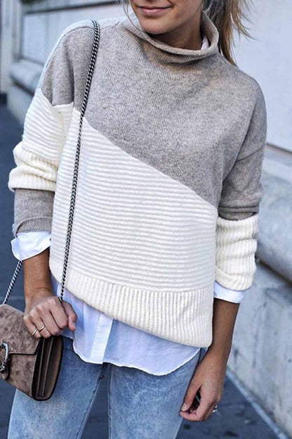 Loose Round Contrast Sweater(3 Colors)