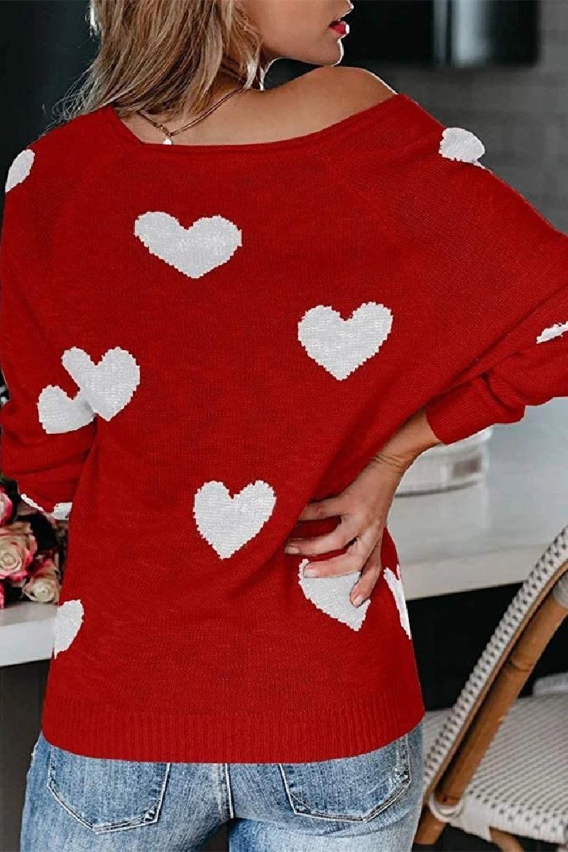 Loose V-Neck Love Knitted Sweater(5 Colors)