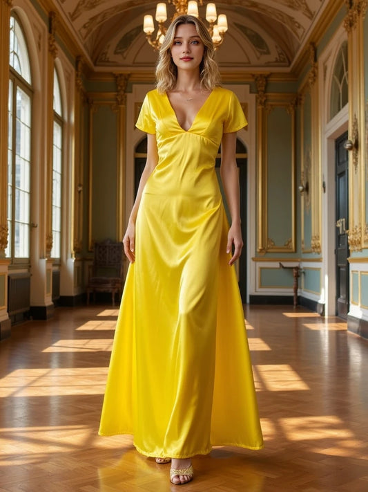 Temperament V-neck High Waist Evening Dress Sexy Backless Solid Sleeveless Elegant Party Dresses 2025 Women’s Hollow Long Dress