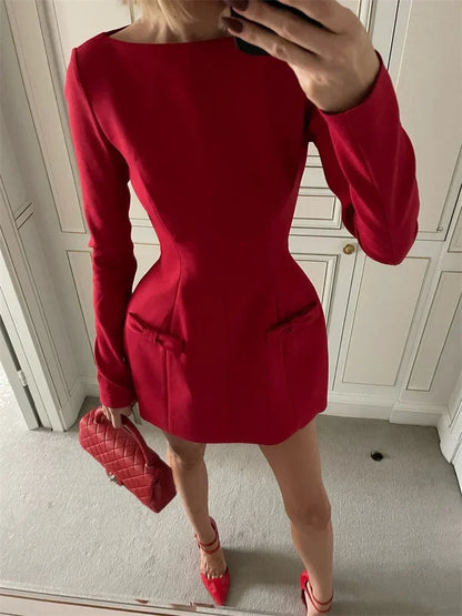 Autumn Female Tee Bow Mini Dress Slim Fashion Patchwork High Waist Elegant Party Dress Women’s Solid Y2k Bodycon Dress New