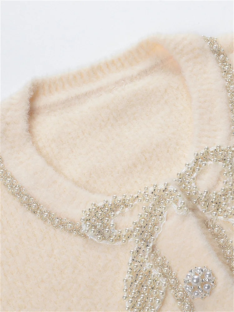 Glitter Knit 2 Piece-Set Long Skirt Women Patchwork Elegant Luxury Fashion Gown Outfits Knitwear Ladies Maxi Skirt Sets