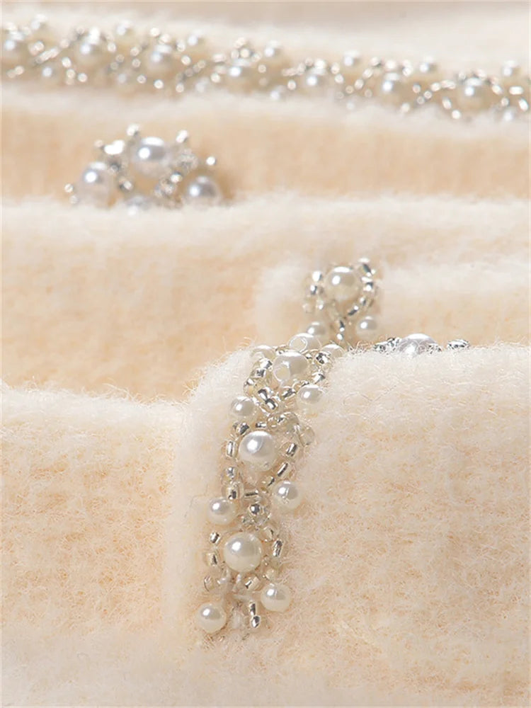 Glitter Knit 2 Piece-Set Long Skirt Women Patchwork Elegant Luxury Fashion Gown Outfits Knitwear Ladies Maxi Skirt Sets