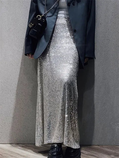 Glitter Sequin Crop top Female Long Sleeve Fashion Sexy Outfit T-shirt Solid Casual High Street Sparkle For Women Y2k Top