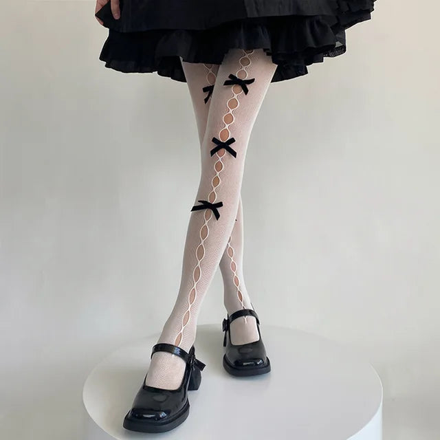 Hollow Out Bow Pantyhose Tights – Cute Sexy Skinny Stockings for Women