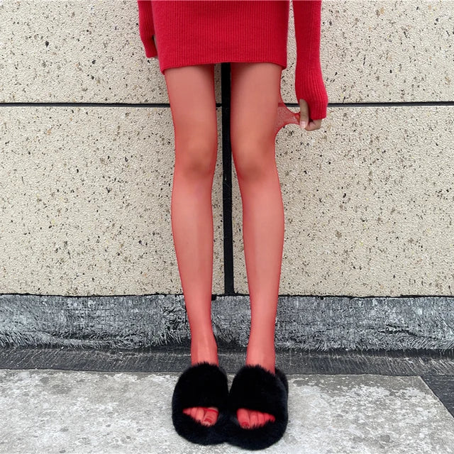 New Tights Women Stockings Slim See-Through Lingerie Lace Leggings Winter Women’s Pantyhose Red Bodys Sexy Mujer Bottom