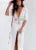 Beach Long Maxi Dress Women Beach Cover Up Bikini Tunic Pareo White V Neck Dress Robe Swimwear Bathing Suit Beachwear