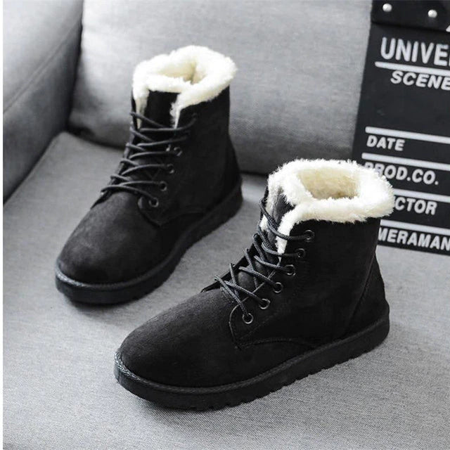 Casual Suede Winter Flat Ankle Boots with for Women | Ideal for Winter