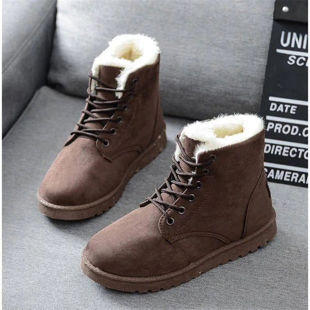 Casual Suede Winter Flat Ankle Boots with for Women | Ideal for Winter