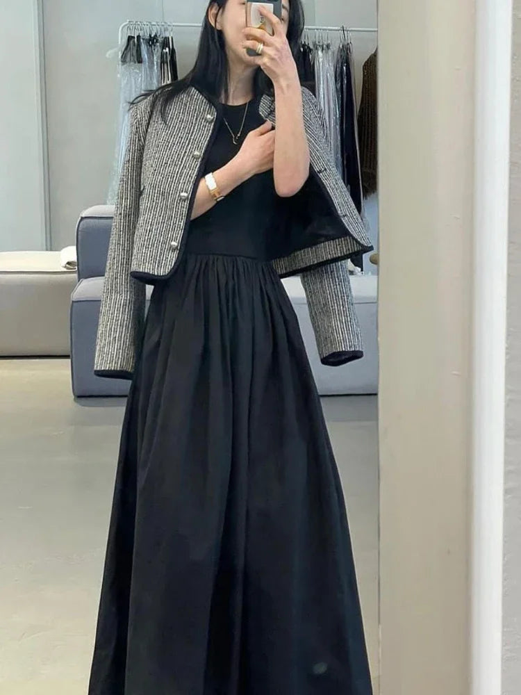 Women Elegant Long Dress Summer Sleeveless Korean Chic Dresses Ladies Vintage A Line Casual Long Robe Vestidos