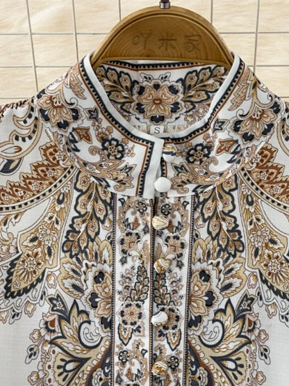 Vestido largo vintage para mujer, estampado a la moda, corte A, con volantes, elegante, floral, para fiesta, manga larga, informal, largo