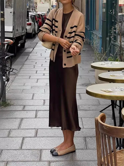 Vestido midi elegante de satén sin mangas para mujer, de moda, de color liso, con cuello redondo, ajustado, para fiesta callejera, 2025