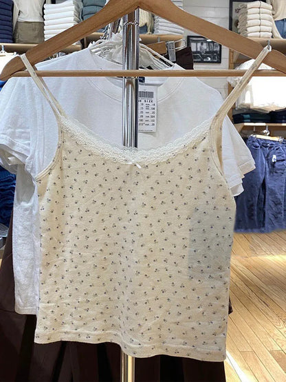 Y2K Sweet Girl - Top sin mangas de encaje de algodón tejido 2025, nueva moda de verano para mujer, camiseta ajustada, tops casuales elegantes y sexys para mujer