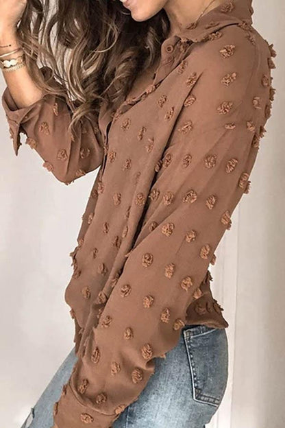 Turndown Collar Patchwork Solid Blouse