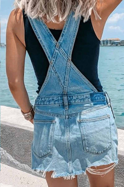 Blue Denim Casual Overall Dress