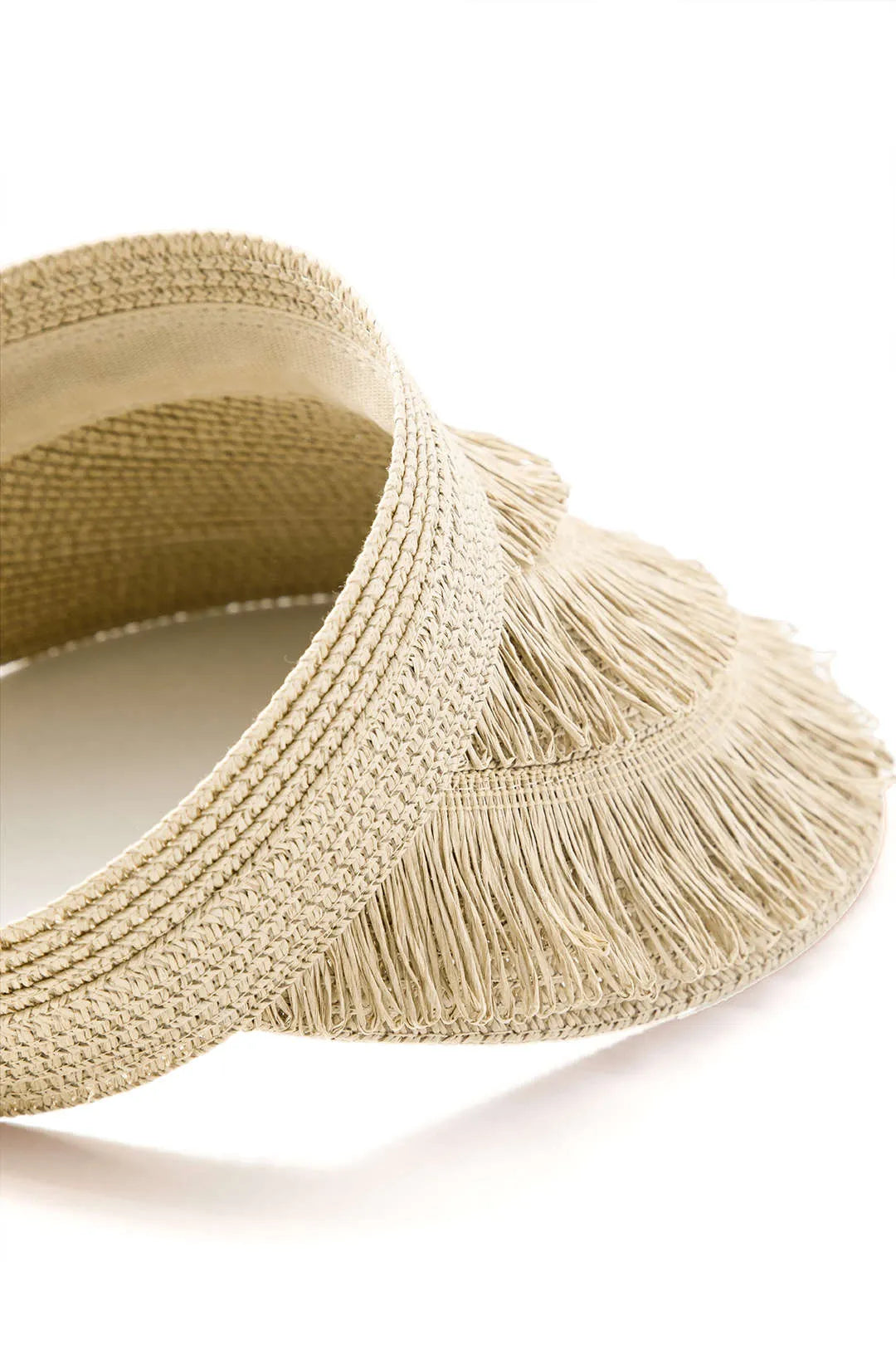 Zoe Fringe Brim Straw Visor Hat