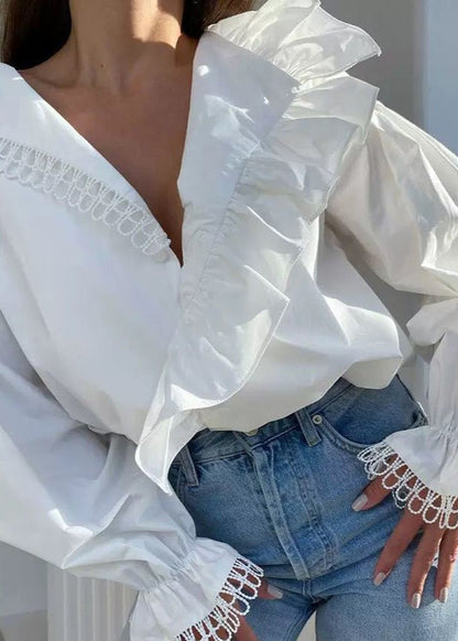 Aurora – Ruffle Trim Long Sleeve Blouse