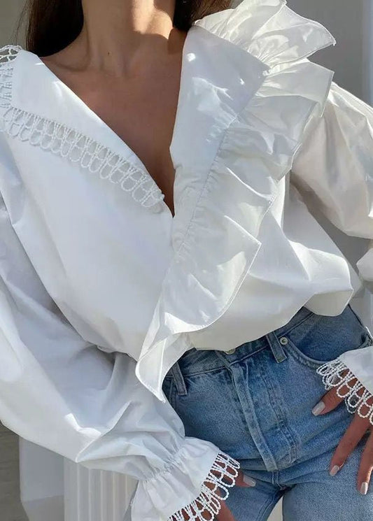 Aurora – Ruffle Trim Long Sleeve Blouse