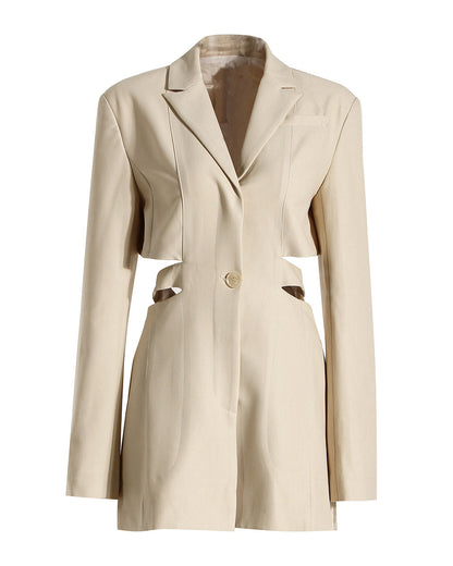 Hollow Waist Buttoned Blazer Dress