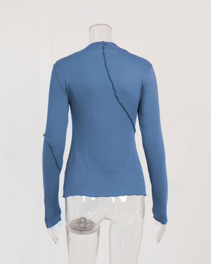 Half Turtleneck Beveled Long Sleeve Sweater