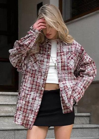 Vintage Plaid Oversized Shirt - Long Sleeve Casual Essential