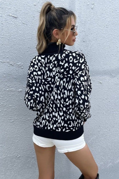 High Neck Jacquard Pullover Sweater