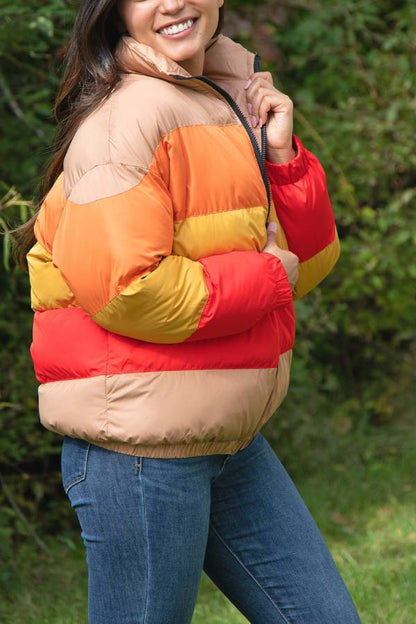 Morning Sun Color Block Puffer Jacket