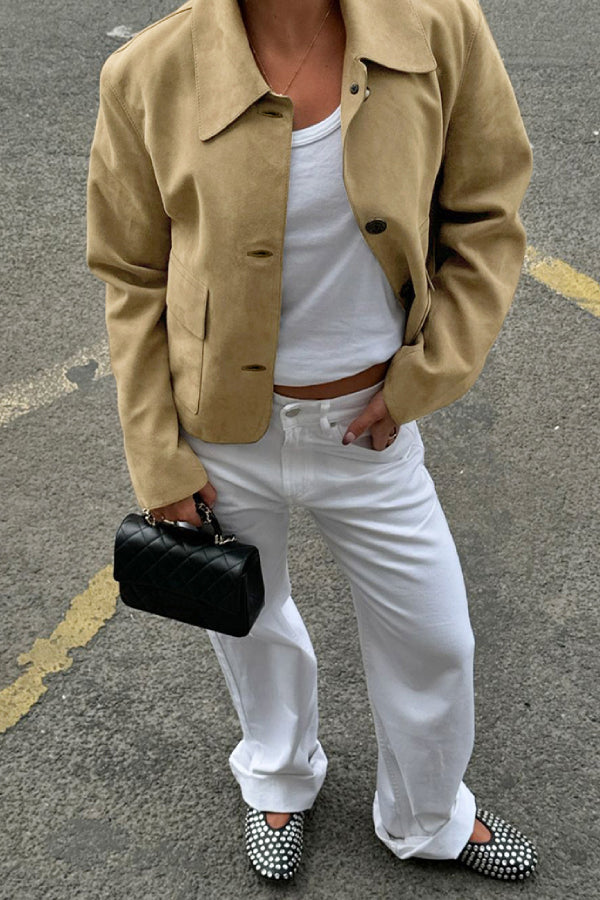 Chaqueta de ante de moda para mujer