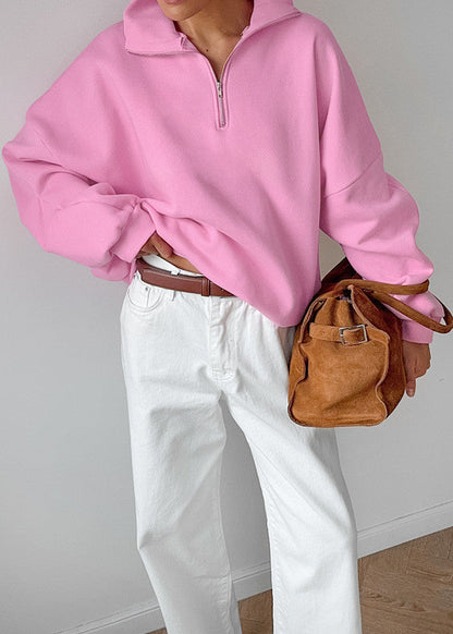 Tulip Zipper Sweatshirt – Oversized Half-Zip Pullover