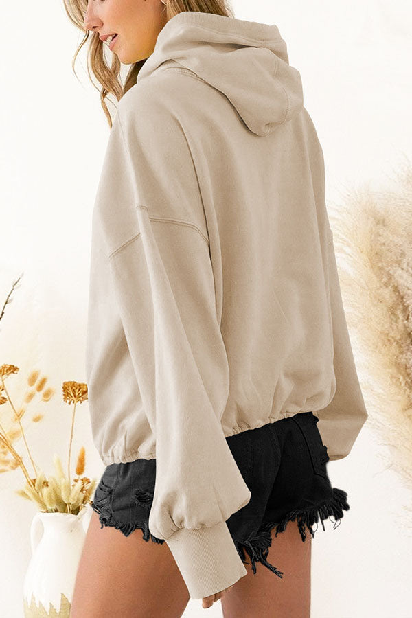 Sudadera con capucha de manga larga con cremallera y cordón ajustable