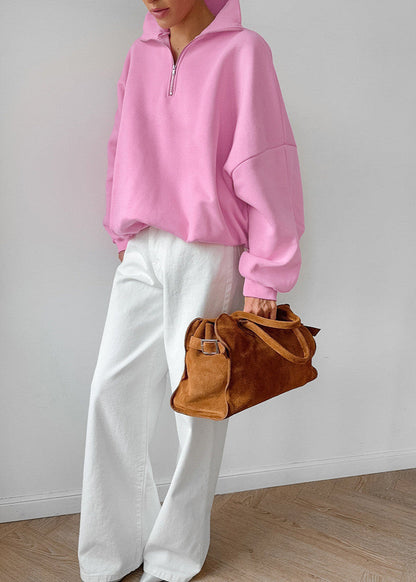 Tulip Zipper Sweatshirt – Oversized Half-Zip Pullover