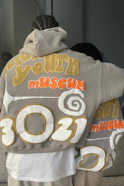 Oversized Letter Puff Print Hoodie